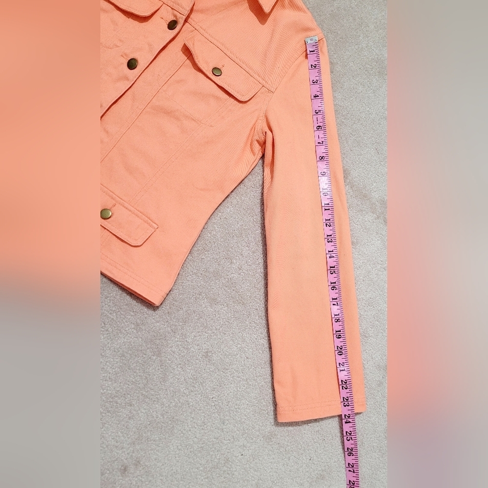 Chadwick’s Peach 100% Cotton Utility Jacket Women’s Size 6 Button Front - Picture 10 of 12